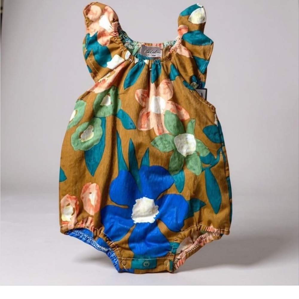 Blue and Brown Diaper Cover with Elastic Leg Openings